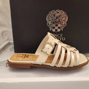 Vince Camuto Womens Lemenda Ivory Leather Metallic Slide Sandals Shoes NWT. 5.5